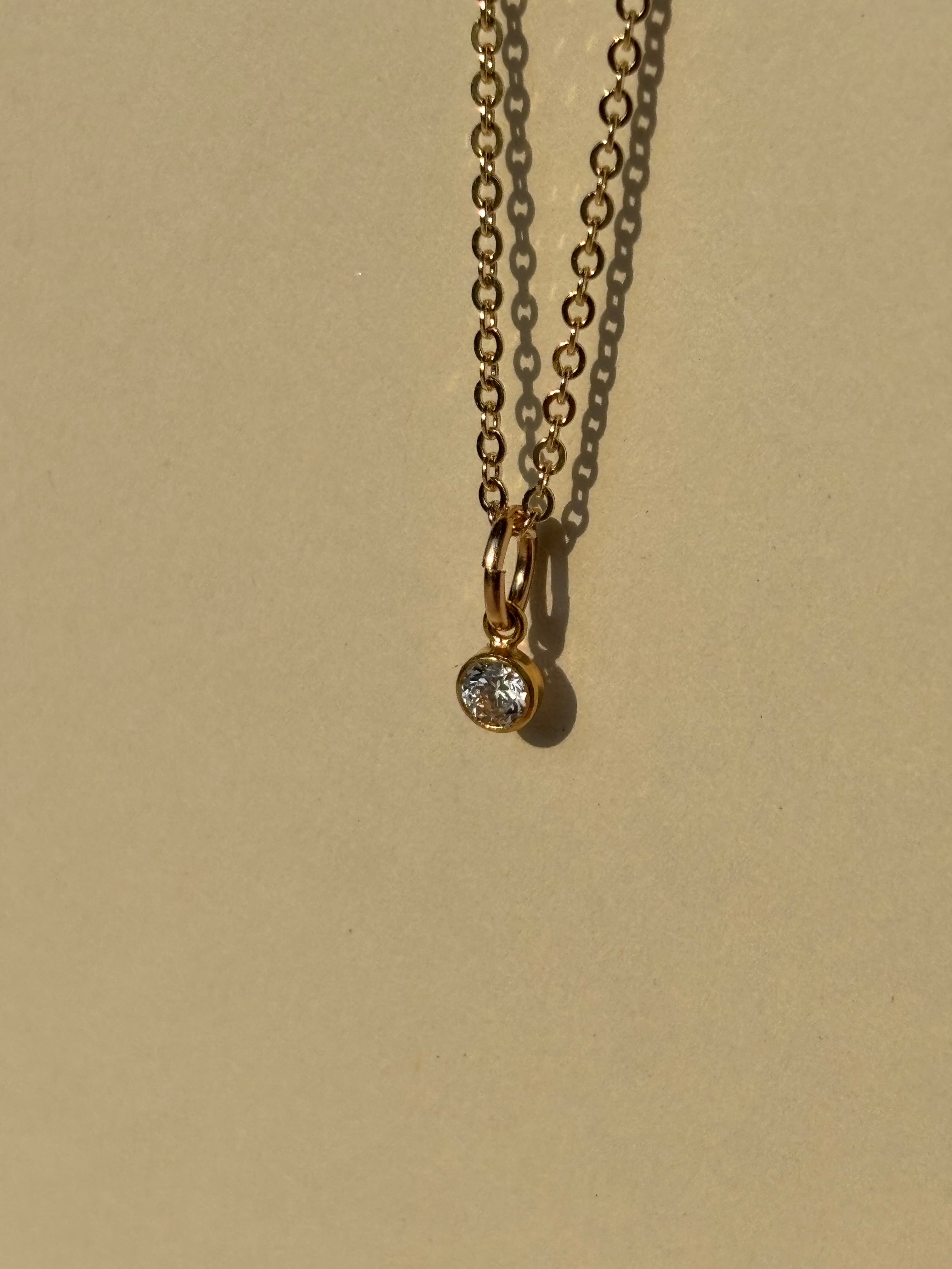 Dainty Birthstone Charm Necklace - Yellow Gold-filled