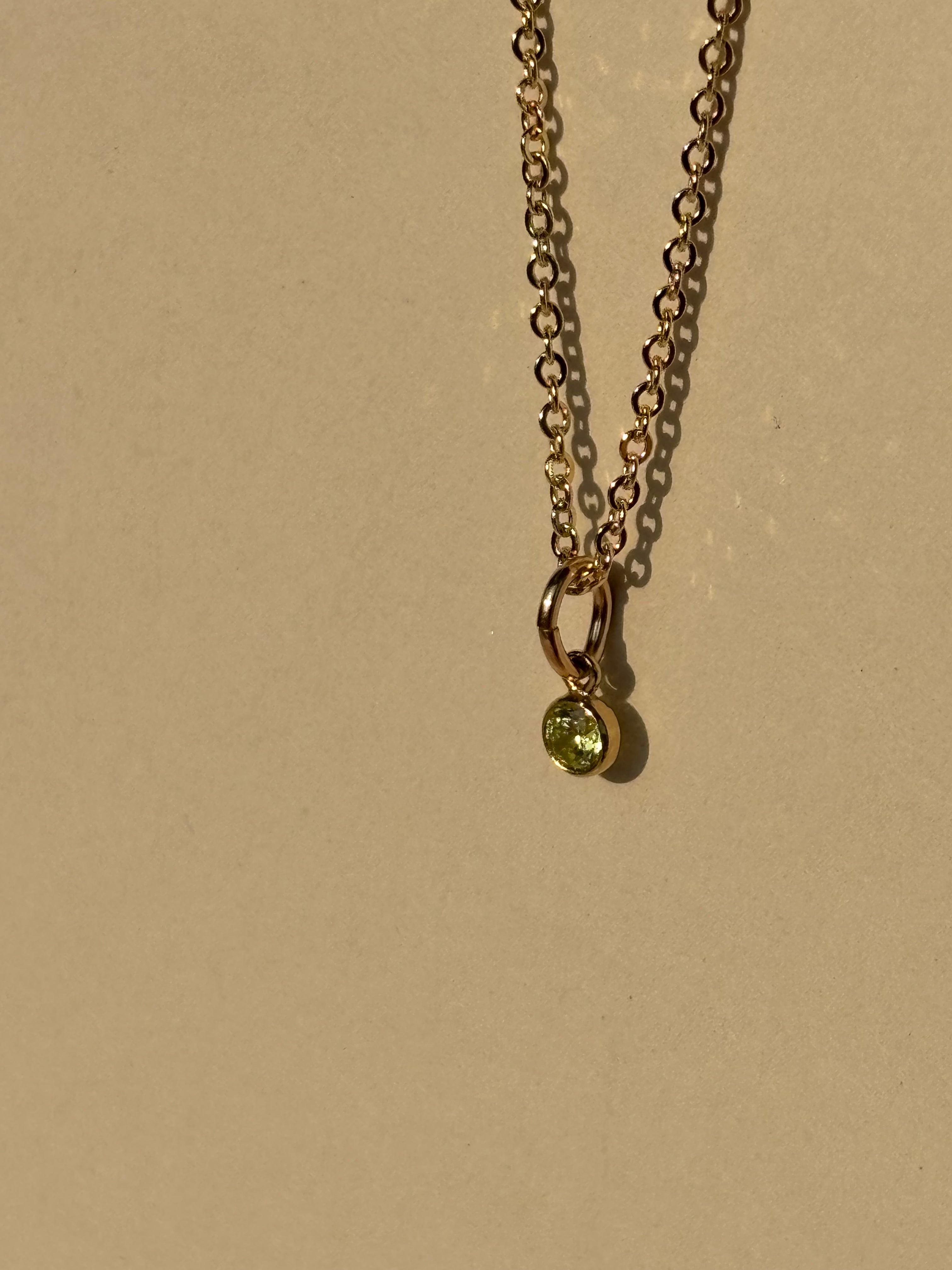 Dainty Birthstone Charm Necklace - Yellow Gold-filled