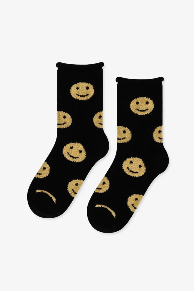 Cashmere "Lykke" Happy Face Socks by Hansel from Basel