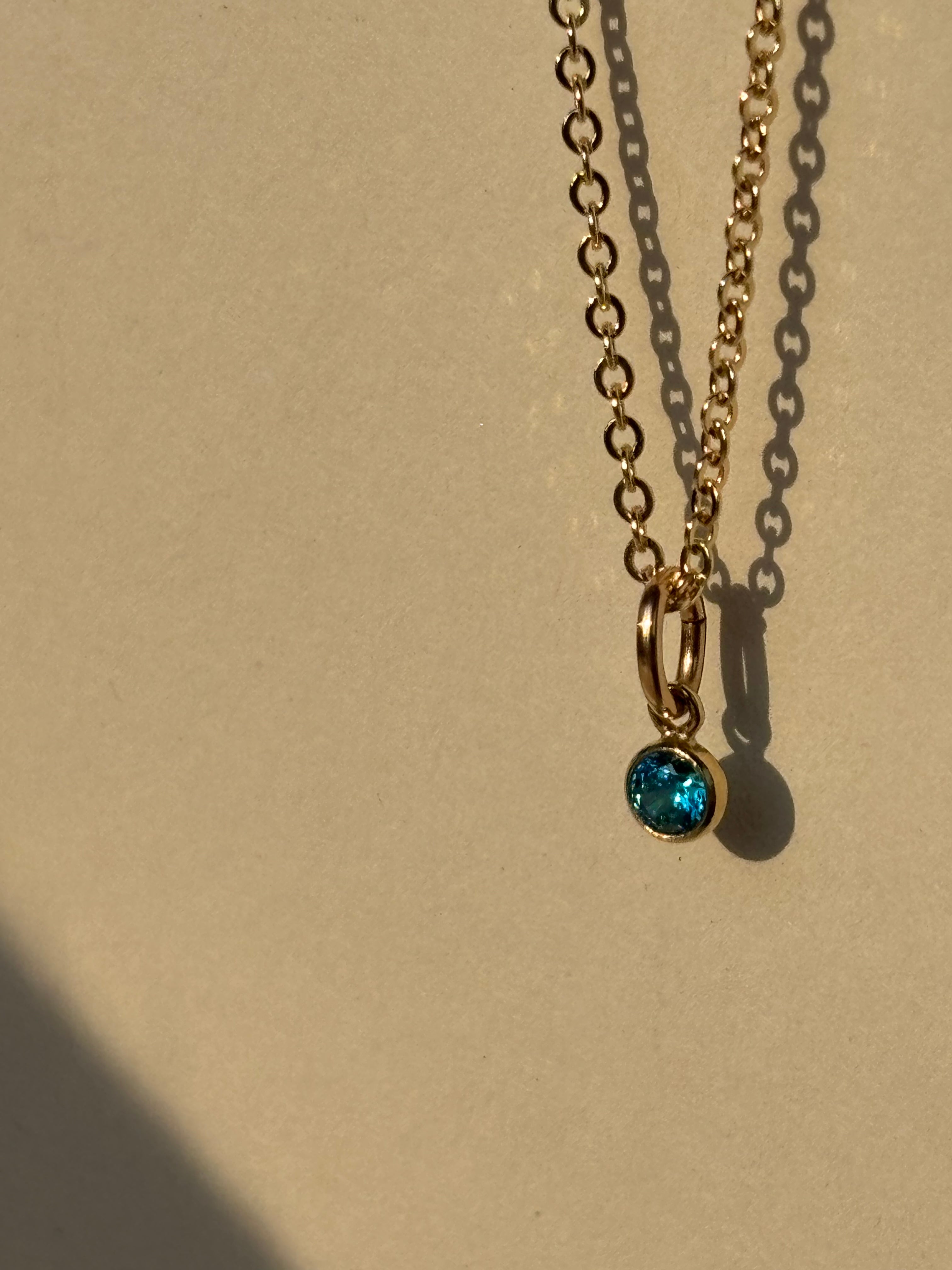Dainty Birthstone Charm Necklace - Yellow Gold-filled