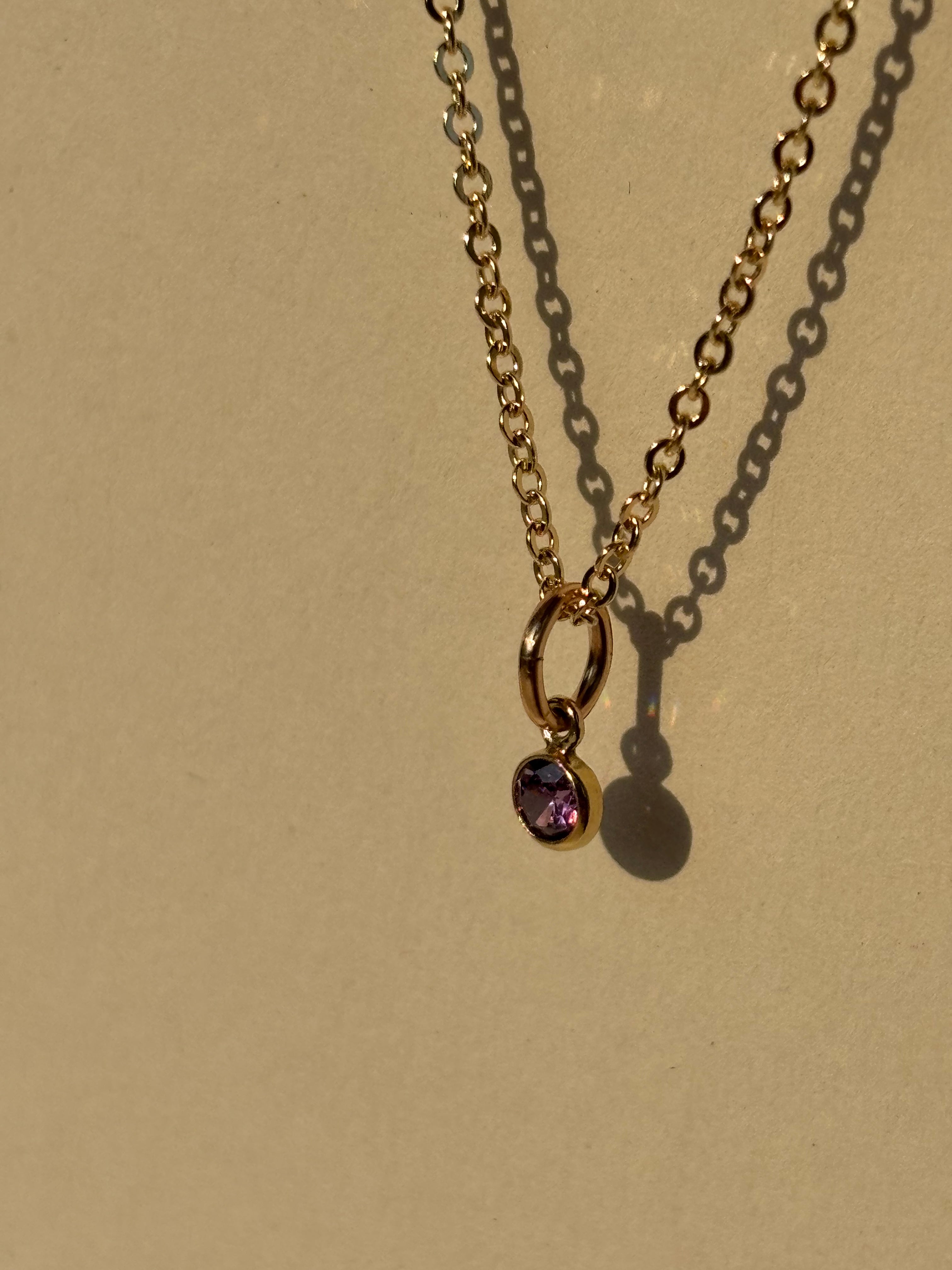 Dainty Birthstone Charm Necklace - Yellow Gold-filled
