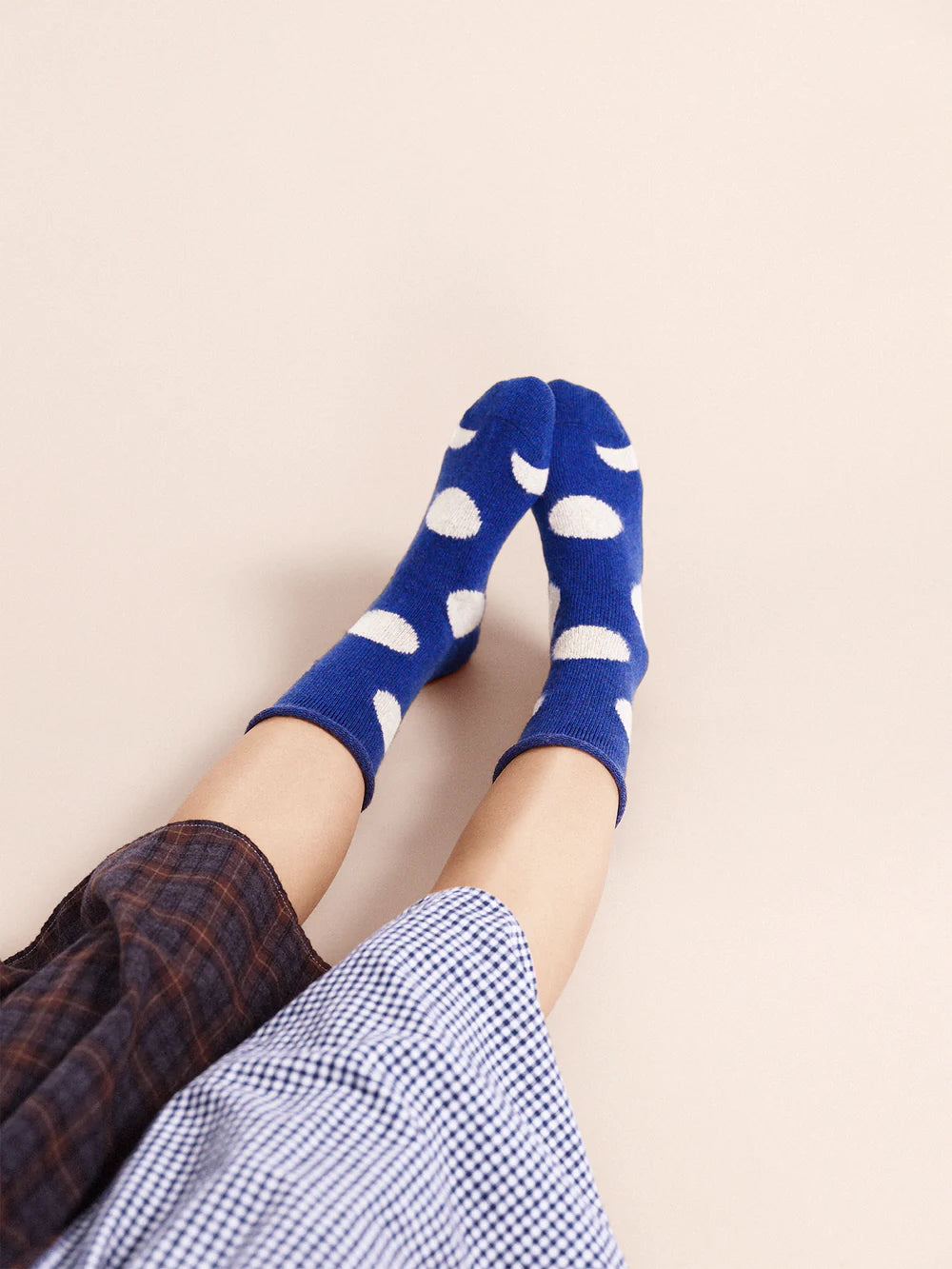 Cashmere "Rie" Polka Dot Crew Socks by Hansel from Basel
