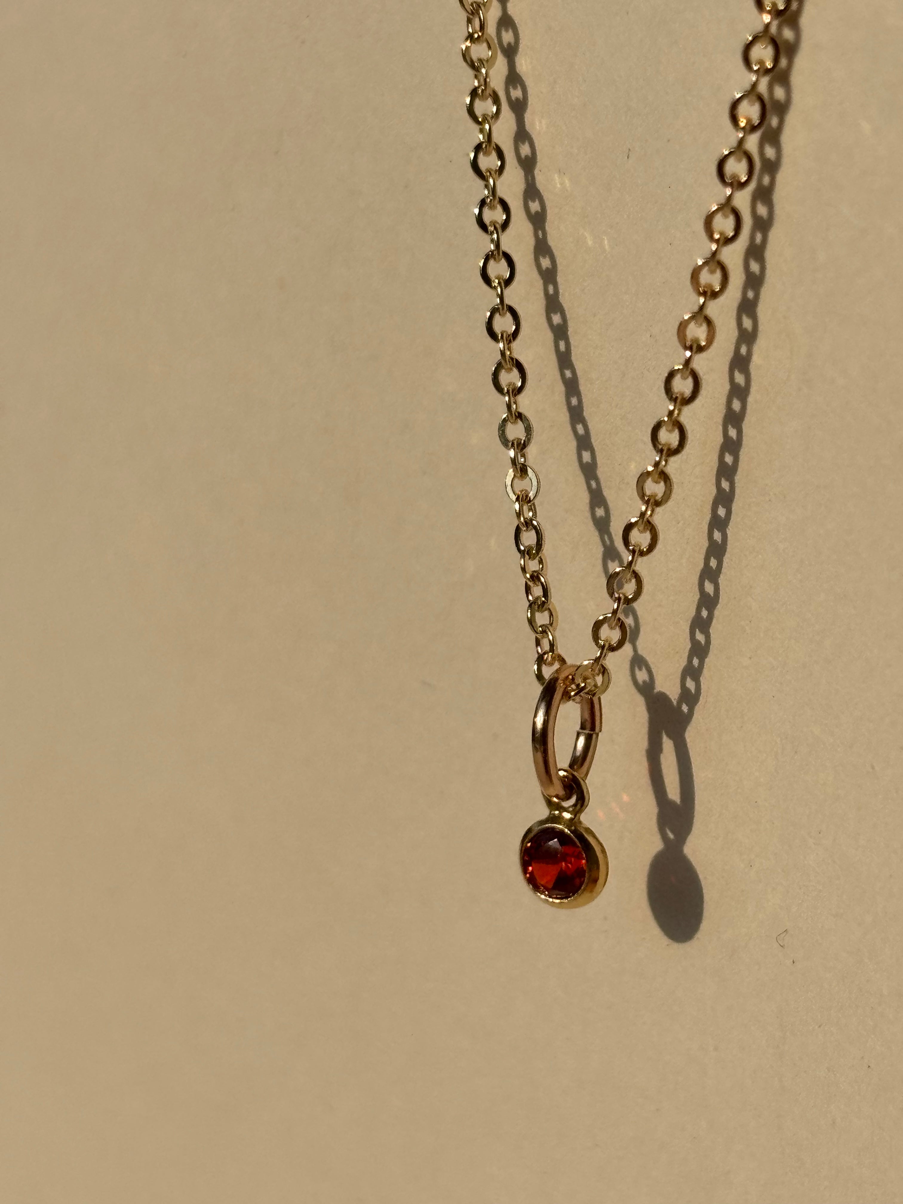 Dainty Birthstone Charm Necklace - Yellow Gold-filled