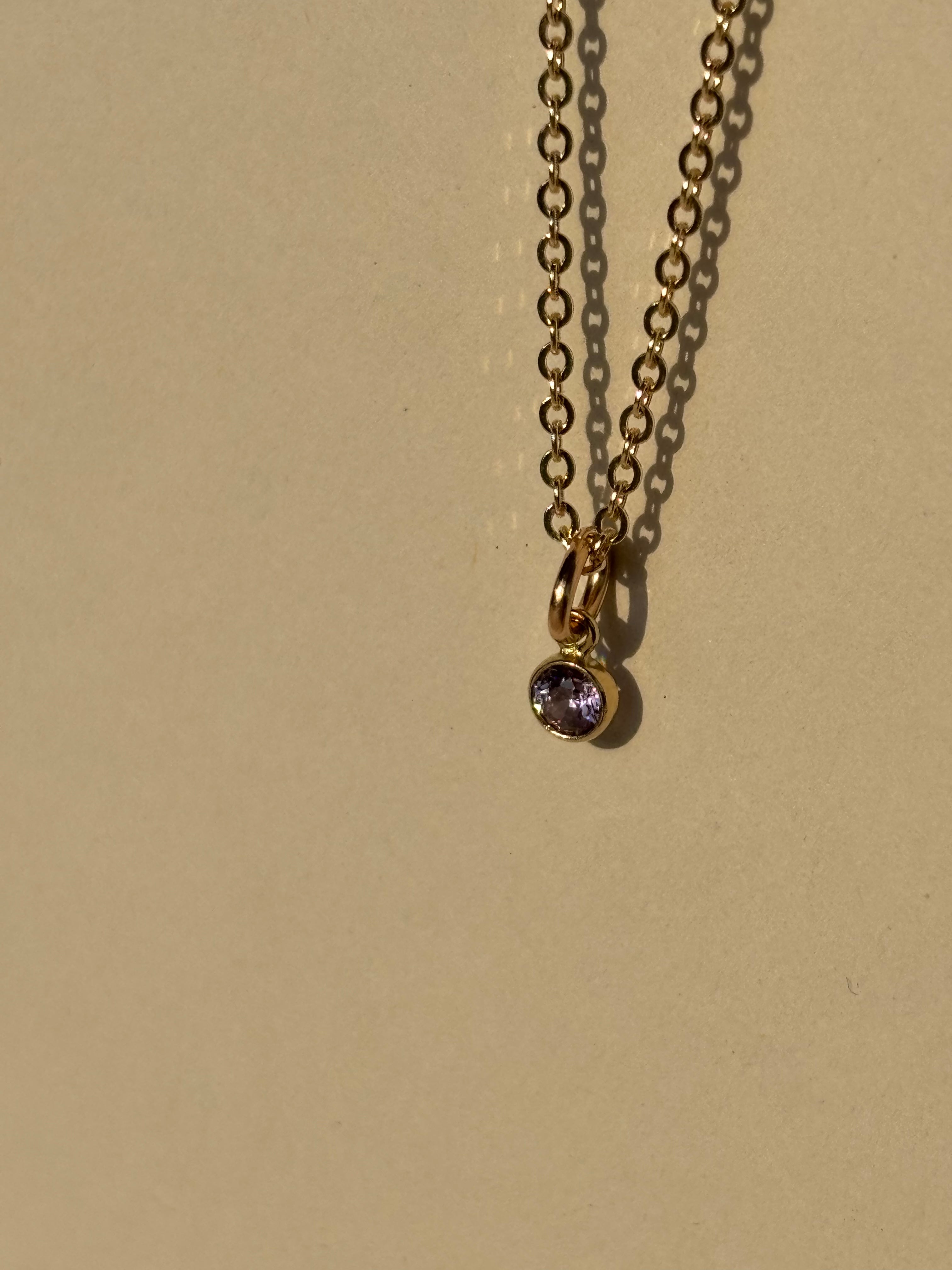 Dainty Birthstone Charm Necklace - Yellow Gold-filled