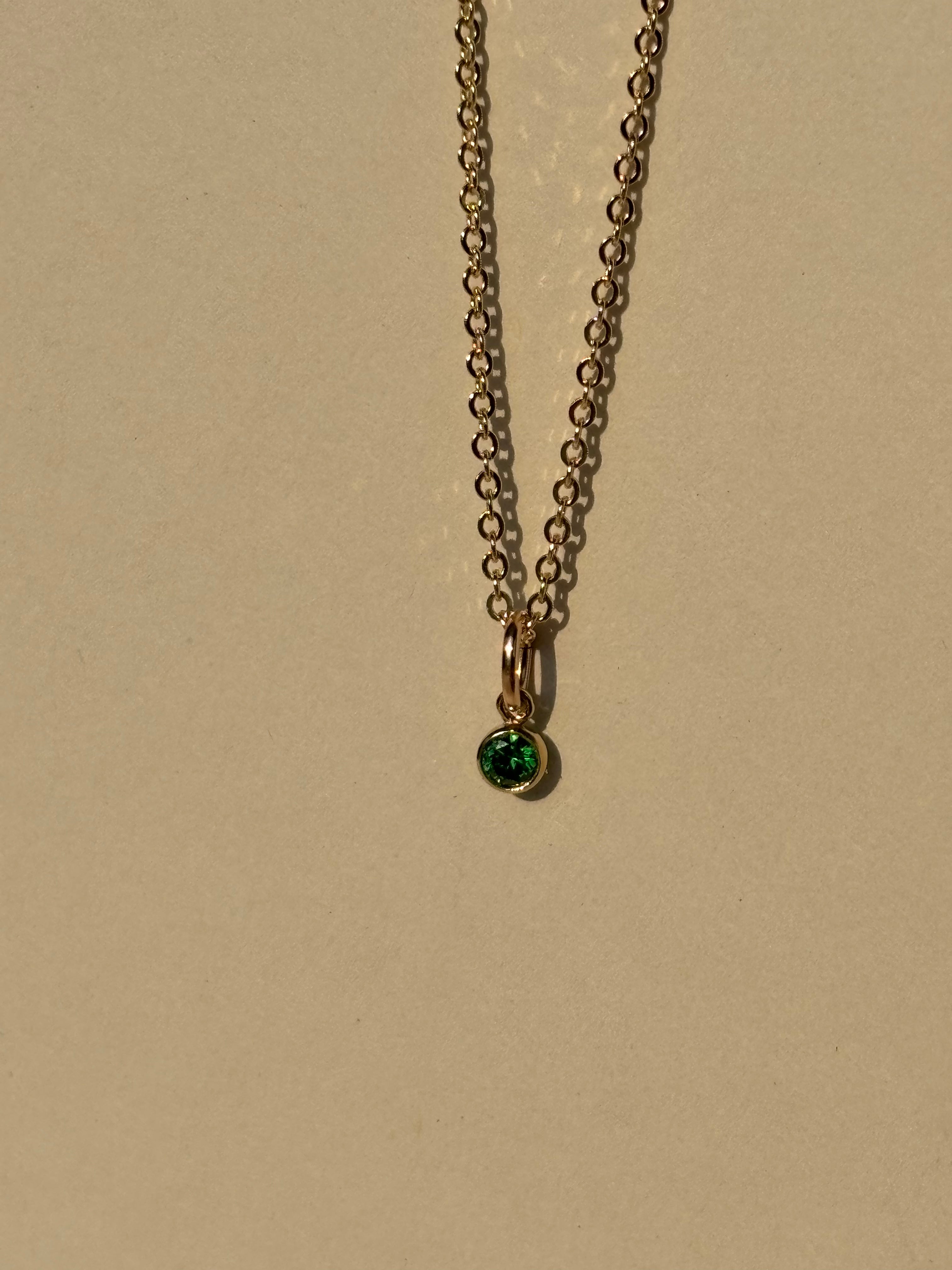 Dainty Birthstone Charm Necklace - Yellow Gold-filled