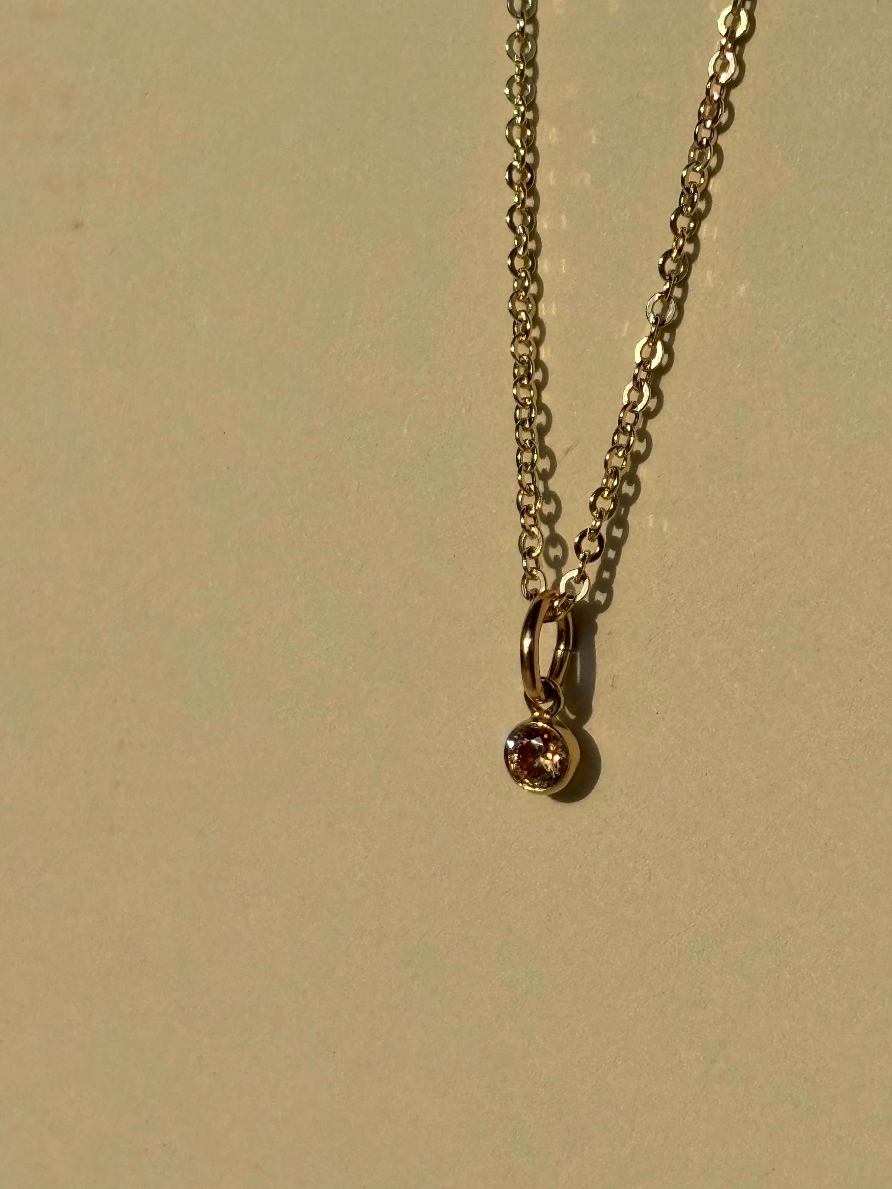 Dainty Birthstone Charm Necklace - Yellow Gold-filled