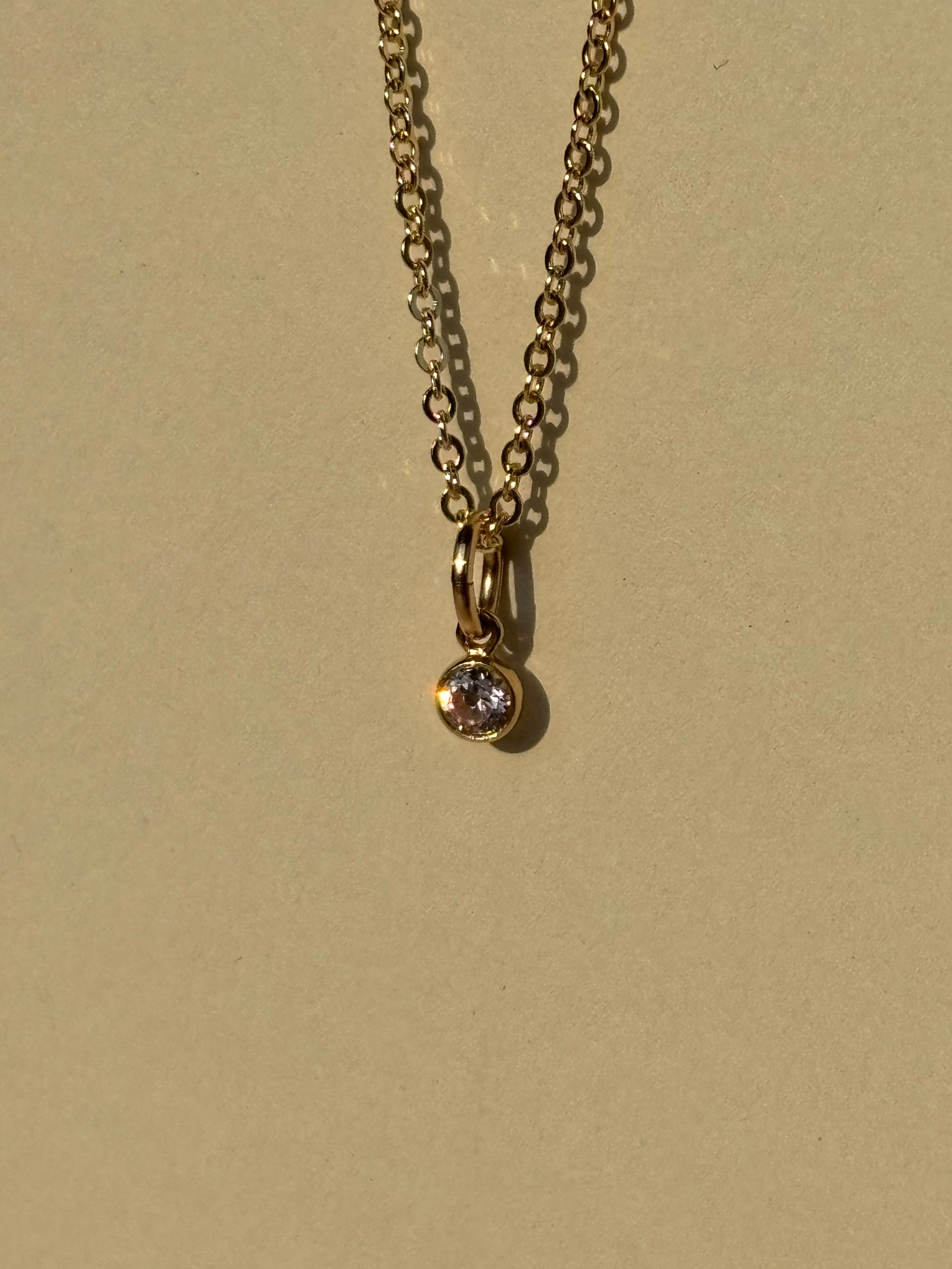Dainty Birthstone Charm Necklace - Yellow Gold-filled