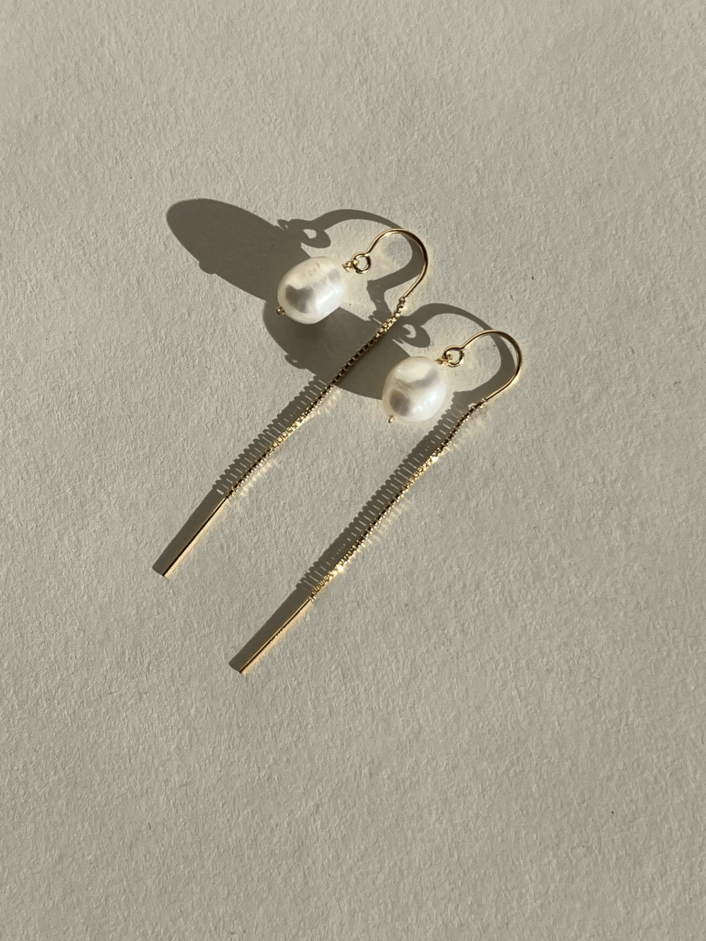 Small Freshwater Pearl Drop Threader Earrings