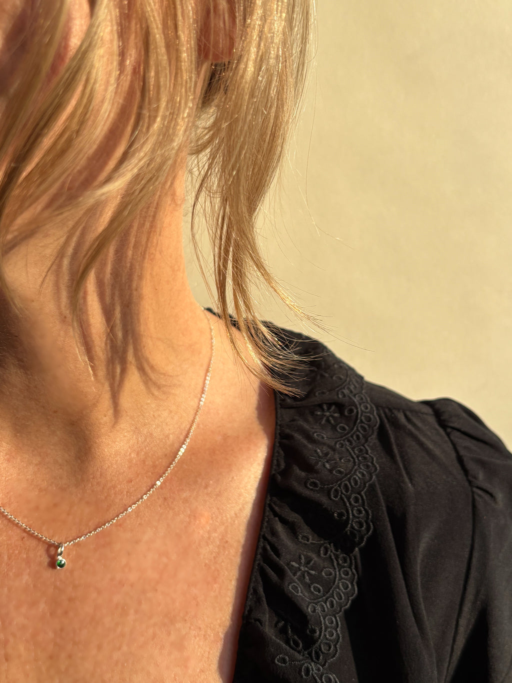 Dainty Birthstone Charm Necklace - Sterling Silver