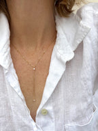Dainty Pearl Lariat Necklace